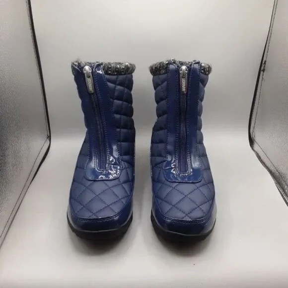 New Khombu Women's Shoe Ankle Boots Bootie Megan Waterproof Front Zip Navy Blue - Picture 6 of 6